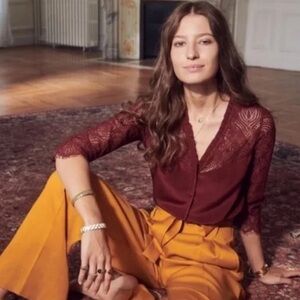 Sezane Margaret 100% Silk Blouse 36 US4